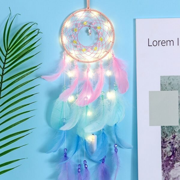 Colorful Feather Dreamcatcher with LED Light